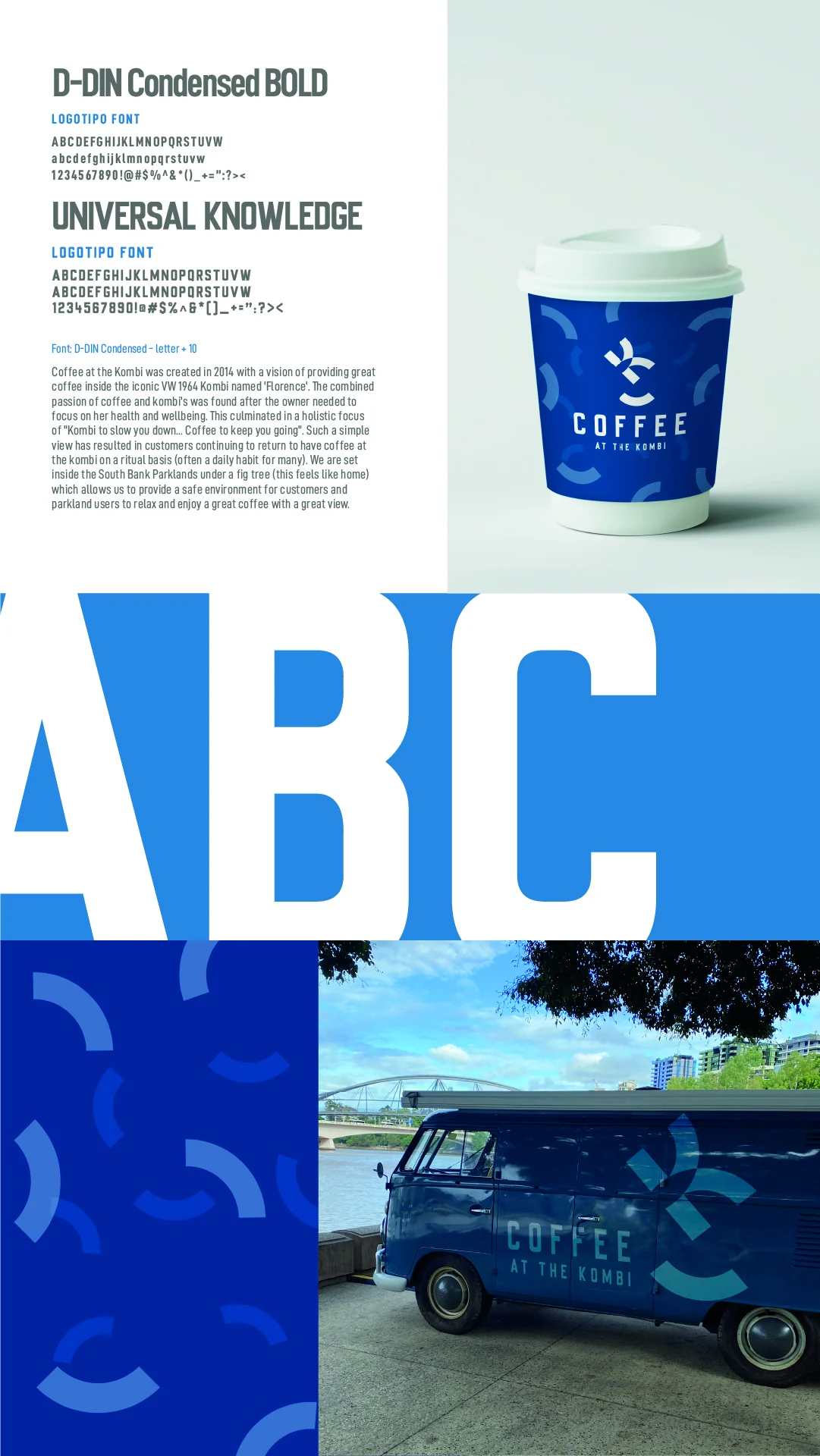 Coffee at the Kombi — Presentación vertical de la identidad