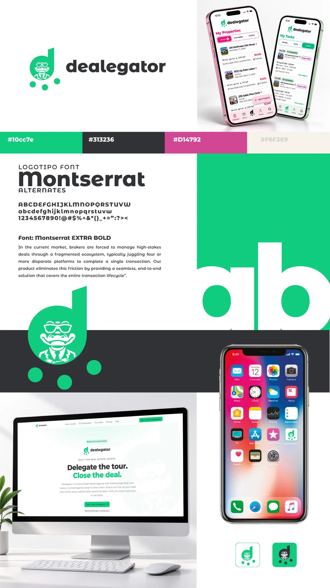 Dealegator — Presentación vertical de la identidad