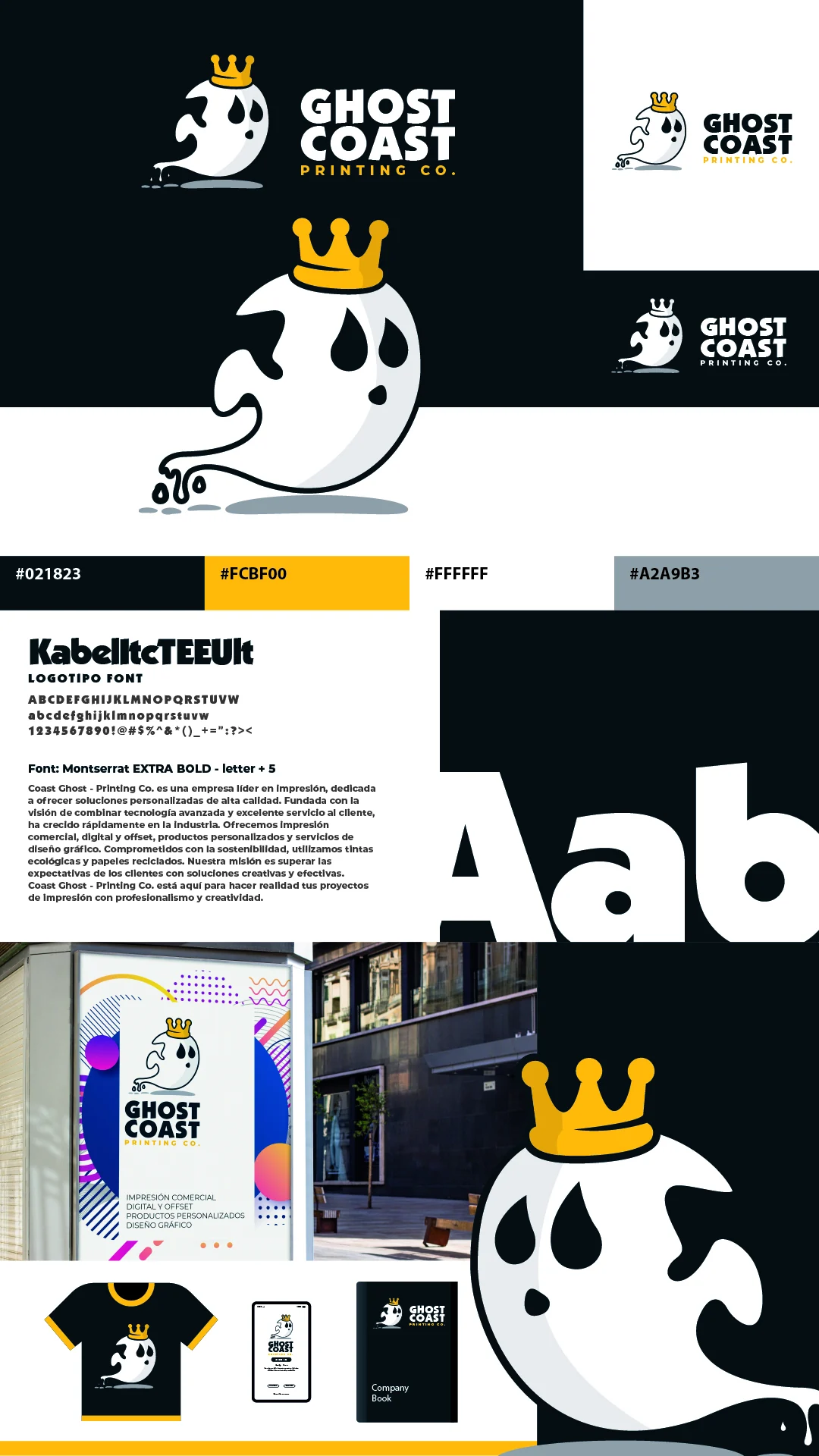 Ghost Coast Printing Co. — Presentación vertical de la identidad