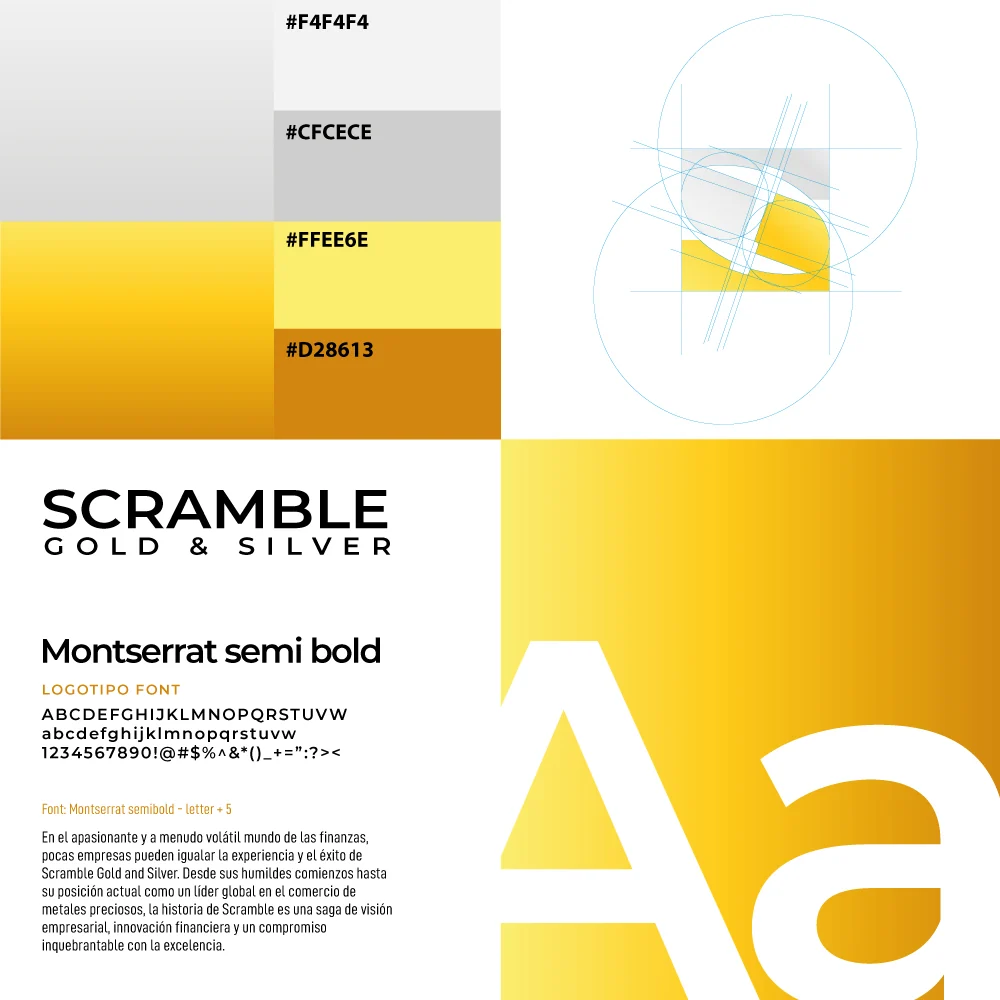 Scramble Gold & Silver — Paleta de colores y tipografía